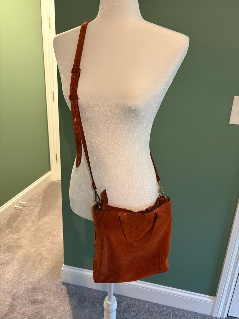Madewell Rust Suede Crossbody Bucket Bag